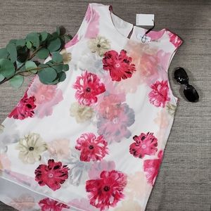 NWT Calvin Klein floral high low hem tunic
